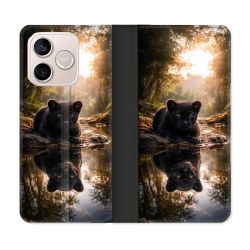 Housse Cuir Portefeuille Pour Honor 600 Lite 5G Animal Panthère Reflet