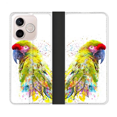 Housse Cuir Portefeuille Pour Honor 600 Lite 5G Animal Perroquet Jaune