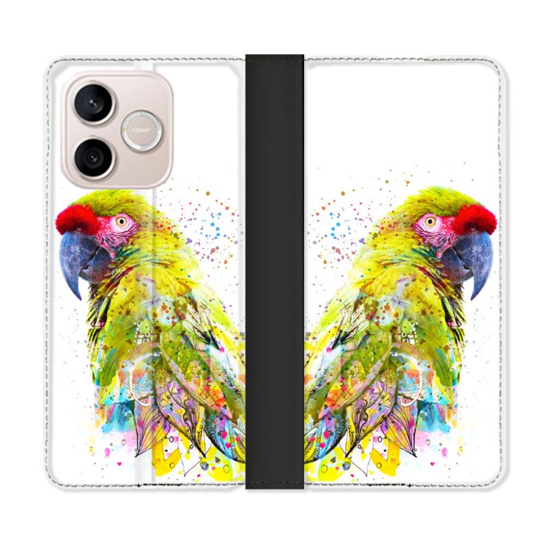 Housse Cuir Portefeuille Pour Honor 600 Lite 5G Animal Perroquet Jaune