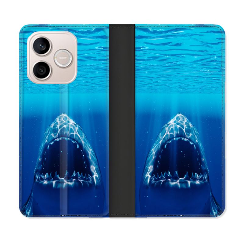 Housse Cuir Portefeuille Pour Honor 600 Lite 5G Animal Requin Dent