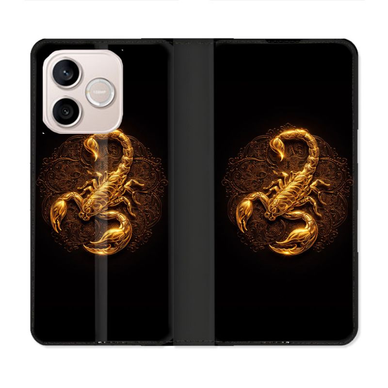 Housse Cuir Portefeuille Pour Honor 600 Lite 5G Animal Scorpion Fresque 2026