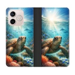 Housse Cuir Portefeuille Pour Honor 600 Lite 5G Animal Tortue Marine