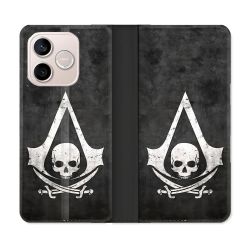Housse Cuir Portefeuille Pour Honor 600 Lite 5G Assassin Creed Tete Mort
