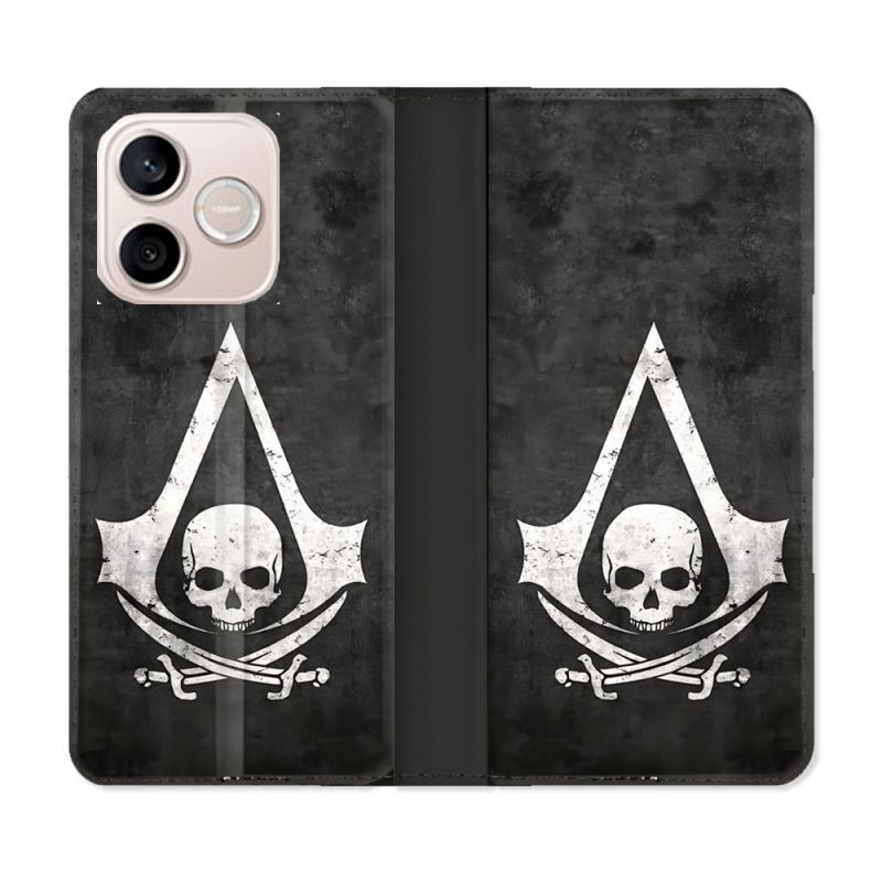 Housse Cuir Portefeuille Pour Honor 600 Lite 5G Assassin Creed Tete Mort