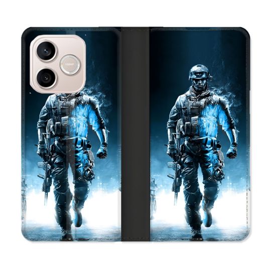 Housse Cuir Portefeuille Pour Honor 600 Lite 5G Call Of Duty Guerrier