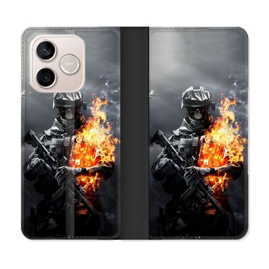 Housse Cuir Portefeuille Pour Honor 600 Lite 5G Call Of Duty Squelette