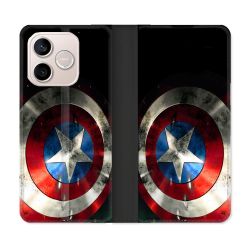 Housse Cuir Portefeuille Pour Honor 600 Lite 5G Captain America Bouclier