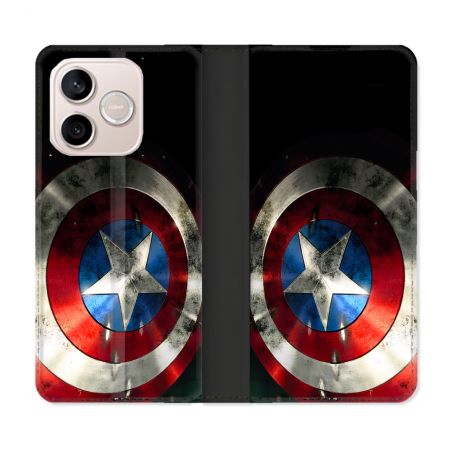 Housse Cuir Portefeuille Pour Honor 600 Lite 5G Captain America Bouclier