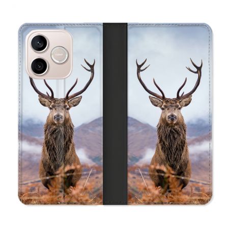Housse Cuir Portefeuille Pour Honor 600 Lite 5G Chasse Chevreuil Montagne