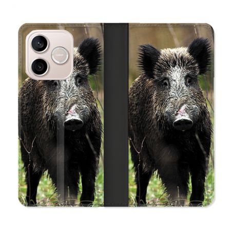 Housse Cuir Portefeuille Pour Honor 600 Lite 5G Chasse Sanglier bois