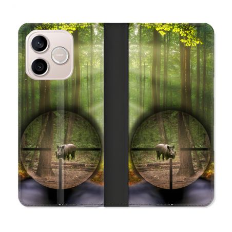 Housse Cuir Portefeuille Pour Honor 600 Lite 5G Chasse Sanglier Viseur