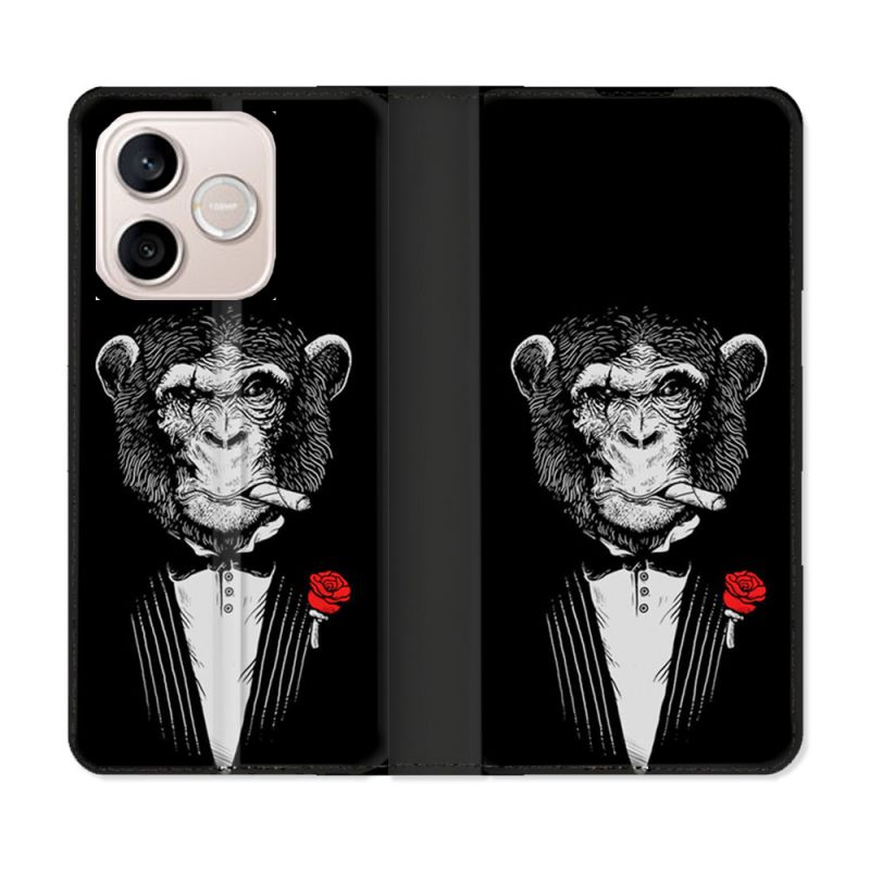 Housse Cuir Portefeuille Pour Honor 600 Lite 5G Decale Singe Mafia