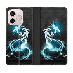 Housse Cuir Portefeuille Pour Honor 600 Lite 5G Fantastique Dragon Bleu