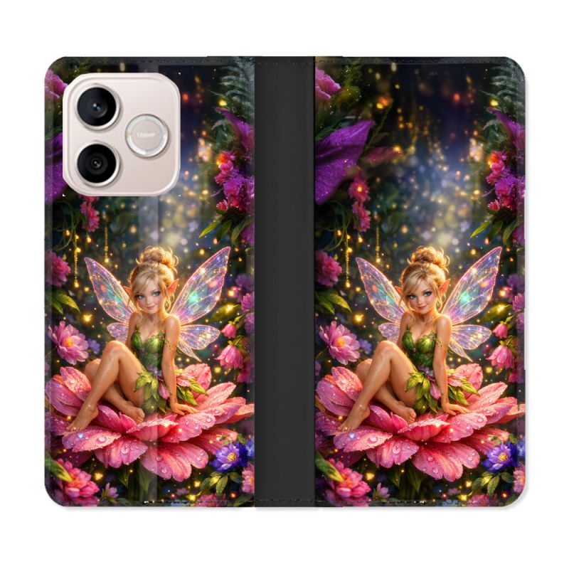 Housse Cuir Portefeuille Pour Honor 600 Lite 5G Fantastique Fee Fleur