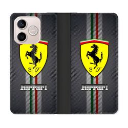 Housse Cuir Portefeuille Pour Honor 600 Lite 5G Ferrari Carbone