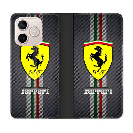 Housse Cuir Portefeuille Pour Honor 600 Lite 5G Ferrari Carbone