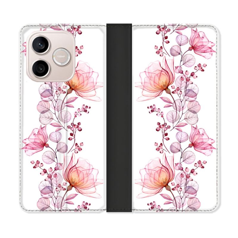 Housse Cuir Portefeuille Pour Honor 600 Lite 5G Fleur Eclosion