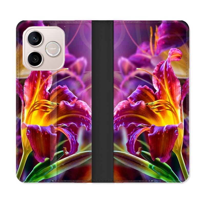 Housse Cuir Portefeuille Pour Honor 600 Lite 5G Fleur Lys Color