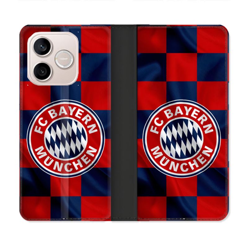 Housse Cuir Portefeuille Pour Honor 600 Lite 5G Foot Bayern Munich Carreaux