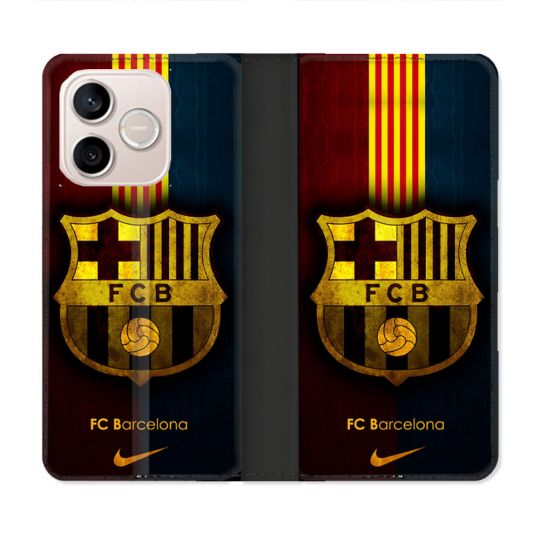 Housse Cuir Portefeuille Pour Honor 600 Lite 5G Foot FC Barcelone Vintage