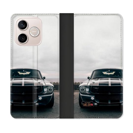 Housse Cuir Portefeuille Pour Honor 600 Lite 5G Ford Mustang GT500 Vintage