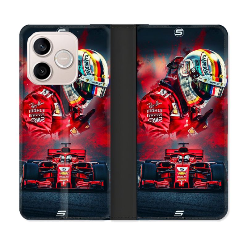 Housse Cuir Portefeuille Pour Honor 600 Lite 5G Formule 1 F1 Ferrari