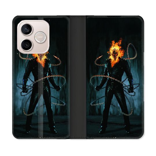 Housse Cuir Portefeuille Pour Honor 600 Lite 5G Ghost Rider