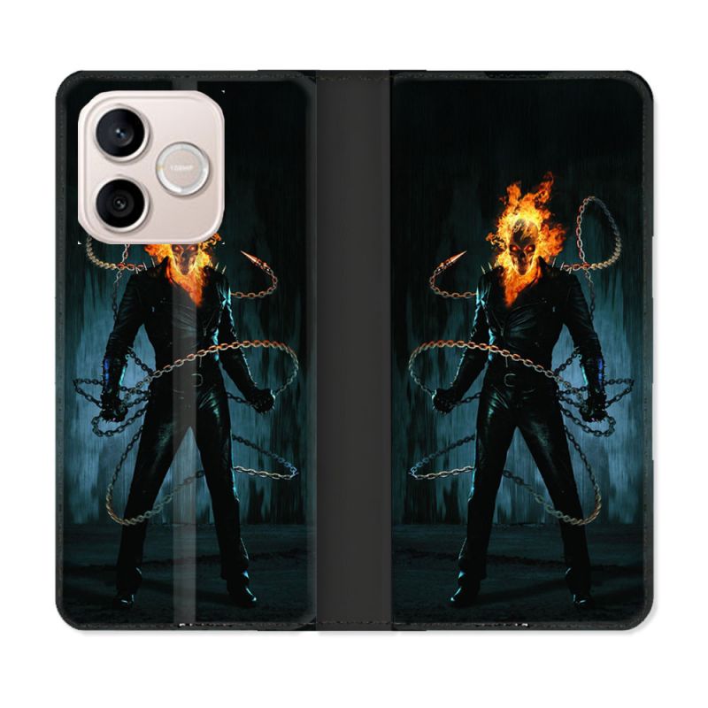 Housse Cuir Portefeuille Pour Honor 600 Lite 5G Ghost Rider