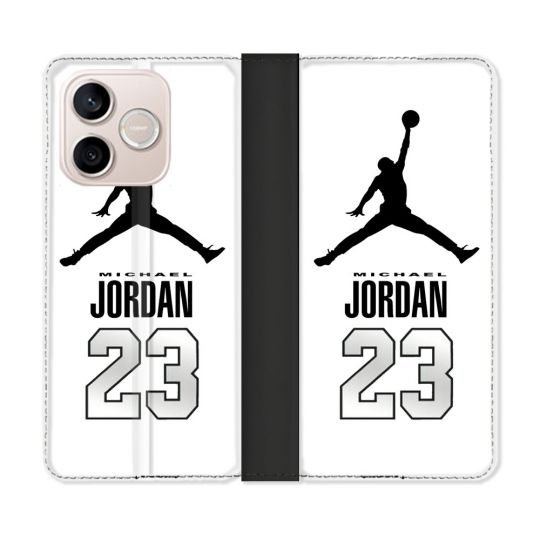 Housse Cuir Portefeuille Pour Honor 600 Lite 5G Jordan 23 Blanc