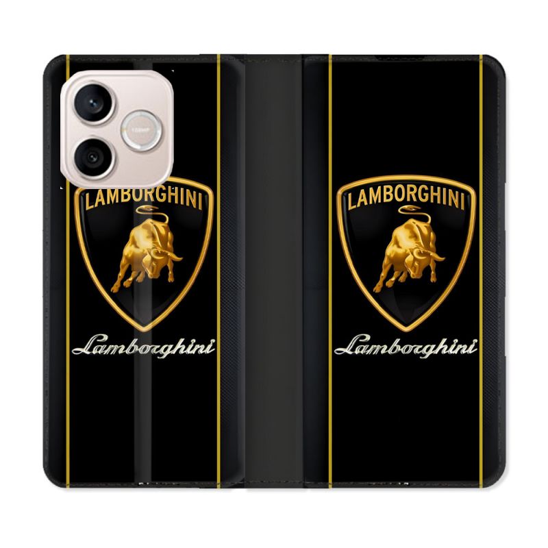 Housse Cuir Portefeuille Pour Honor 600 Lite 5G Lamborghini Carbone