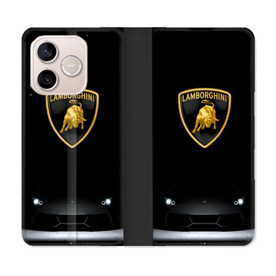 Housse Cuir Portefeuille Pour Honor 600 Lite 5G Lamborghini Noir