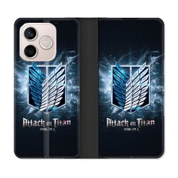 Housse Cuir Portefeuille Pour Honor 600 Lite 5G Manga Attaque Titans Noir