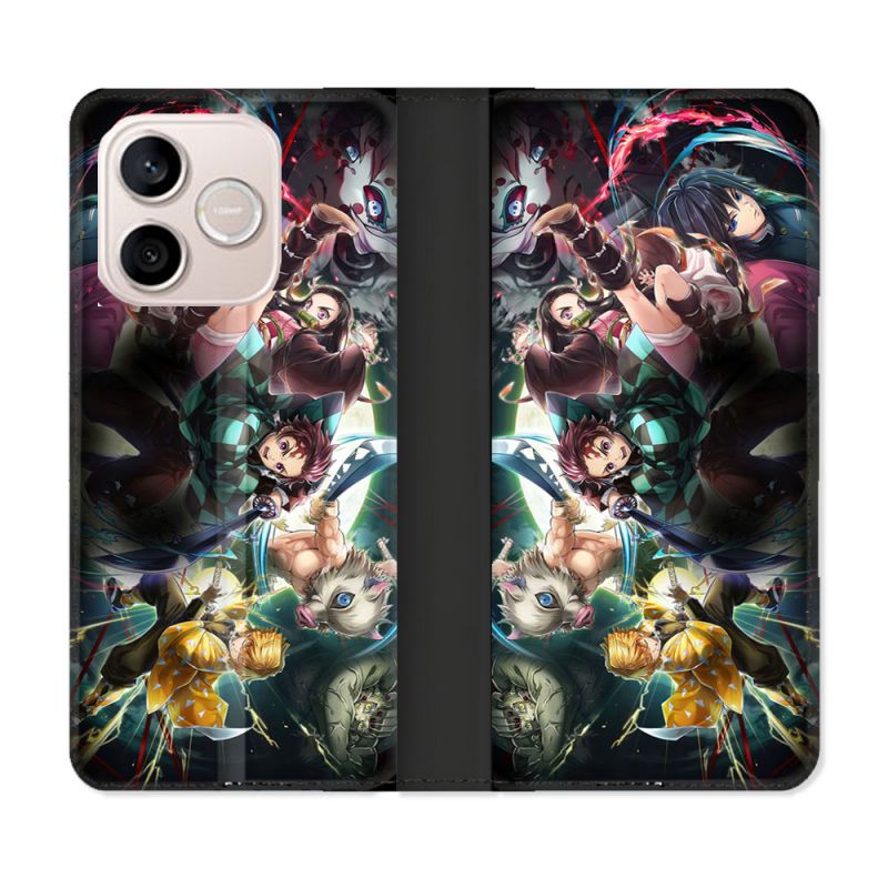 Housse Cuir Portefeuille Pour Honor 600 Lite 5G Manga Demon Slayer Groupe