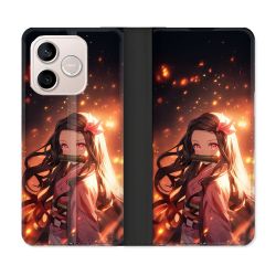 Housse Cuir Portefeuille Pour Honor 600 Lite 5G Manga Demon Slayer Nezuko Rose