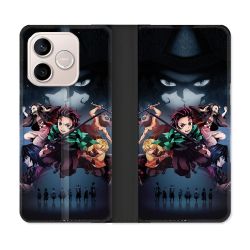 Housse Cuir Portefeuille Pour Honor 600 Lite 5G Manga Demon Slayer Noir