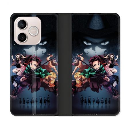 Housse Cuir Portefeuille Pour Honor 600 Lite 5G Manga Demon Slayer Noir