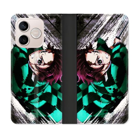 Housse Cuir Portefeuille Pour Honor 600 Lite 5G Manga Demon Slayer Tanjiro