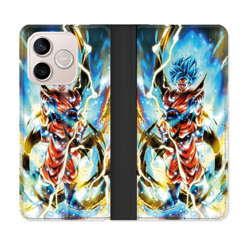 Housse Cuir Portefeuille Pour Honor 600 Lite 5G Manga Dragon Ball Sangoku Blanc