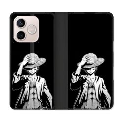 Housse Cuir Portefeuille Pour Honor 600 Lite 5G Manga One Piece Luffy Noir