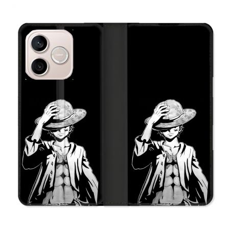 Housse Cuir Portefeuille Pour Honor 600 Lite 5G Manga One Piece Luffy Noir