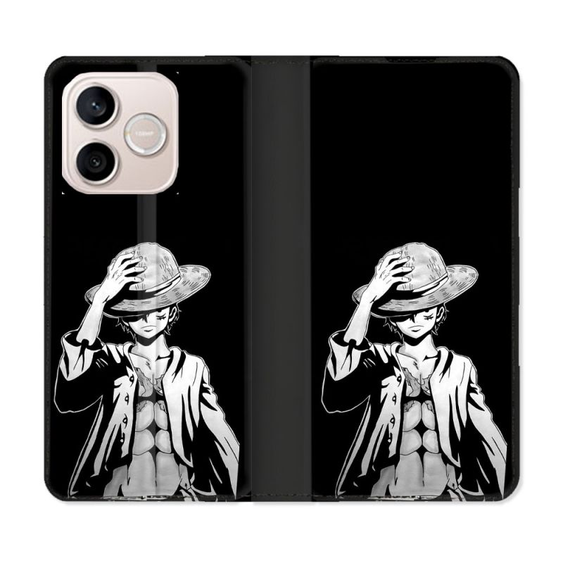 Housse Cuir Portefeuille Pour Honor 600 Lite 5G Manga One Piece Luffy Noir