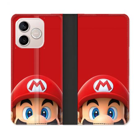 Housse Cuir Portefeuille Pour Honor 600 Lite 5G Mario Rouge