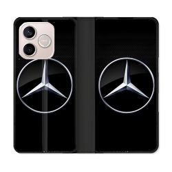Housse Cuir Portefeuille Pour Honor 600 Lite 5G Mercedes Carbone