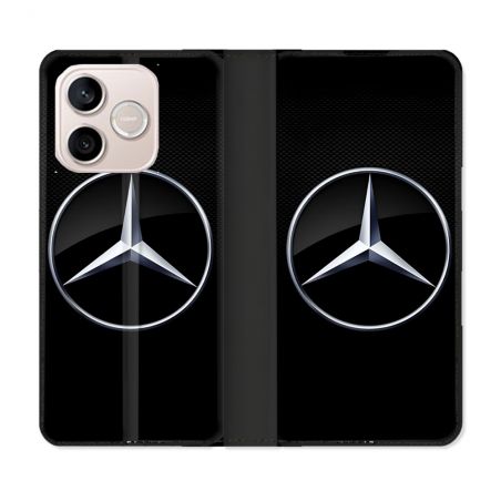 Housse Cuir Portefeuille Pour Honor 600 Lite 5G Mercedes Carbone