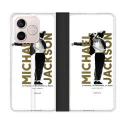 Housse Cuir Portefeuille Pour Honor 600 Lite 5G Michael Jackson Blanc