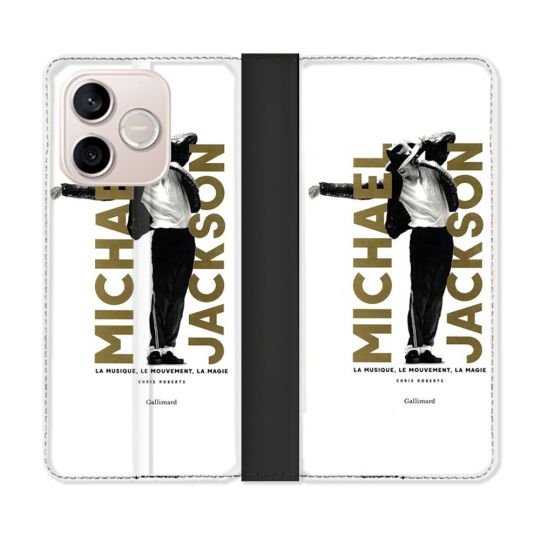 Housse Cuir Portefeuille Pour Honor 600 Lite 5G Michael Jackson Blanc