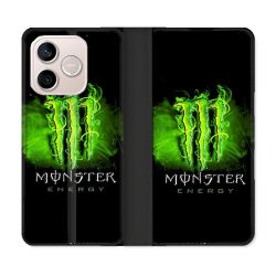 Housse Cuir Portefeuille Pour Honor 600 Lite 5G Monster Energy Vert
