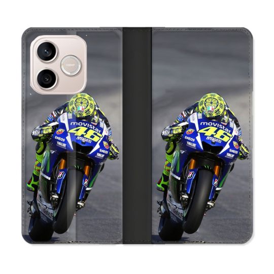 Housse Cuir Portefeuille Pour Honor 600 Lite 5G Moto Course GP Wheeling 46