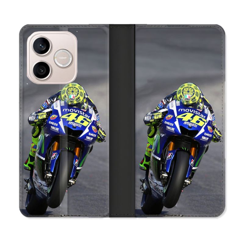 Housse Cuir Portefeuille Pour Honor 600 Lite 5G Moto Course GP Wheeling 46