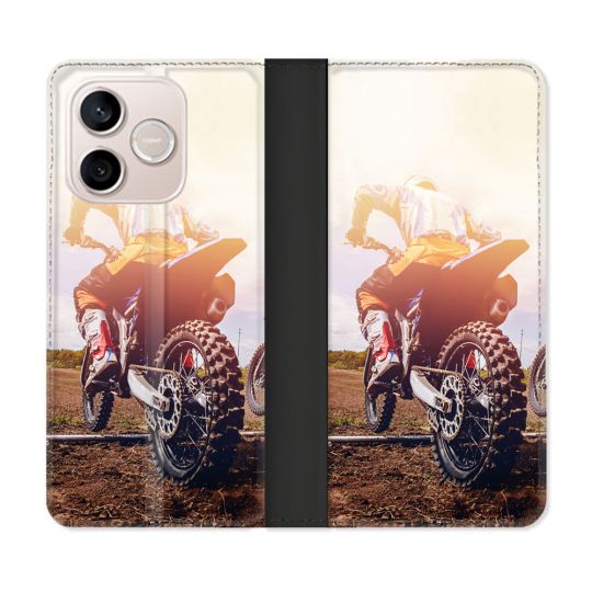 Housse Cuir Portefeuille Pour Honor 600 Lite 5G Moto Cross Soleil